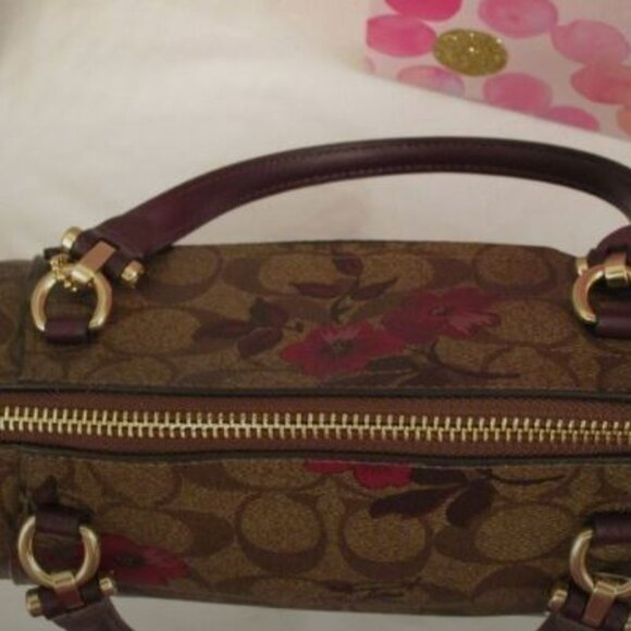 Coach Prairie Satchel & Accord. Wallet Victorian Floral Khaki Berry - Picture 12 of 12